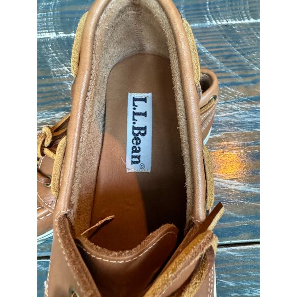 L.L. Bean Loafers/boat shoes, size 6.5; Brown/Tan Leather - Picture 7 of 8